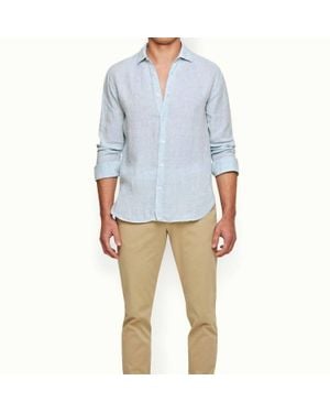 Orlebar Brown Giles Linen Long Sleeve Shirt - Blue