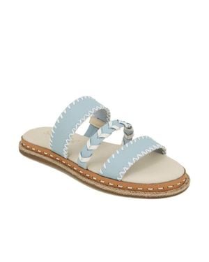 Splendid Caia Sandals Aqua Leather Braided Strap Slip-On Khd637 - Blue