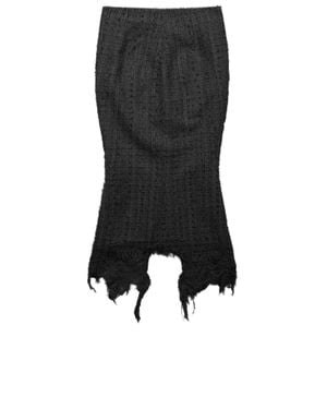 MATIERES FECALES Fringed Cotton-Blend Skirt - Black