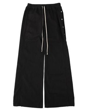 Rick Owens Drawstring Snap-Button Wide-Leg Cotton Pants - Black