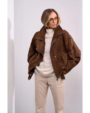 Alaska® Outerwear Oxford Genuine Lamb Leather Suede Jacket - Brown