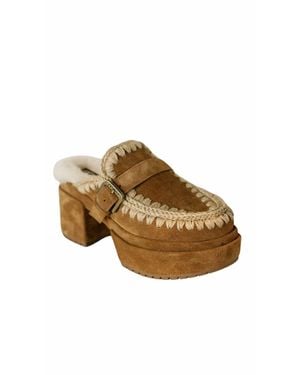 Mou Platform With Buckle Strap Clog - Brown