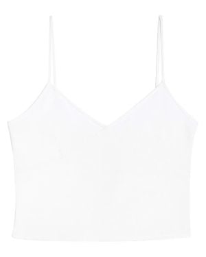 Ami Paris Minimalist V-Neck Viscose-Blend Tank Top - White