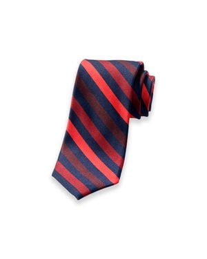 Paul Fredrick Stripe Woven Silk Tie - Red