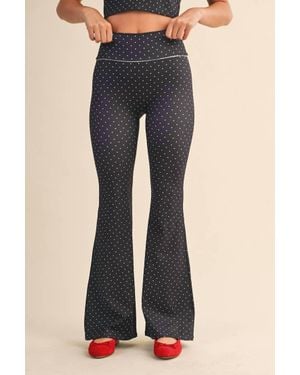 Kimberly C Polka Dot Flare Pants With Lace Trim - Blue