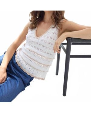 Autumn Cashmere Pointelle Vneck Sweater Tank - Blue