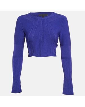 Cushnie et Ochs Stretch Knit Long Sleeve Crop Top - Blue