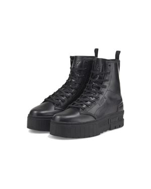 PUMA Mayze X Dua Lipa Leather Platofrm Boots Htat382 - Black
