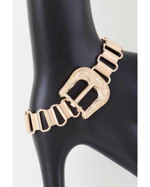 Fashnzfab Statement Buckle Belt Bracelet - Black