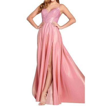 Ellie Wilde Sleeveless Novelty Satin Gown - Pink