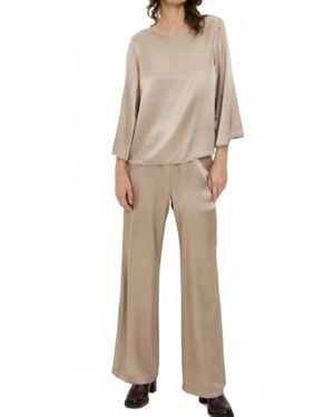 Michael Stars Rachelle Satin Wide Boatneck Top - Natural