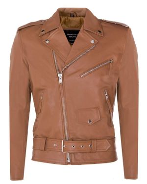 Infinity Leather Leather Brando Biker Rock Motorcycle Hide Jacket - Brown