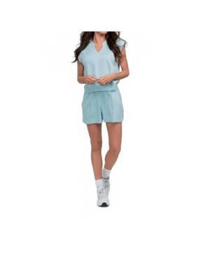 The Shirt Company Astroknit V Neck Short Sleeve Top - Blue
