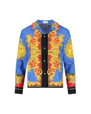 Versace Artistic Motifs Silk Shirt - Blue