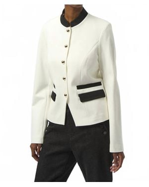 Joseph Ribkoff Long Sleeves Mandarin Collar Jacket - White