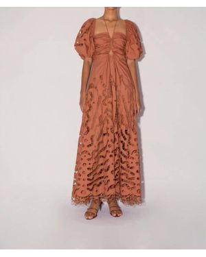 Magali Pascali Flores Eyelet Cotton Halter Dress - Orange