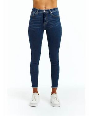 Tractr High Rise Fray Hem Skinny Jeans - Blue