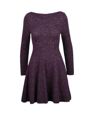 Valentino Flared Knit Wool-Blend Mini Dress - Purple