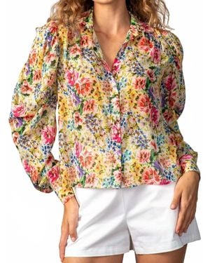 Lavender Brown Sayler Floral Top - Multicolor