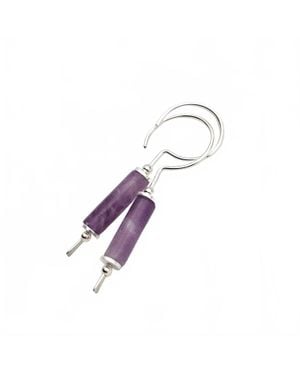 Bijou by SAM Tube Drop Threader Earrings - Purple
