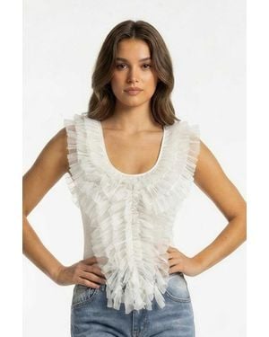 TRUEDAMES Fairytale Ruffle Cascade Tank - White