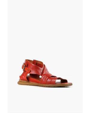 All Black Cross And Band Sandals - Red