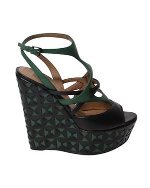 Alaïa Alaia Laser-Cut Basket Weave Wedges - Black