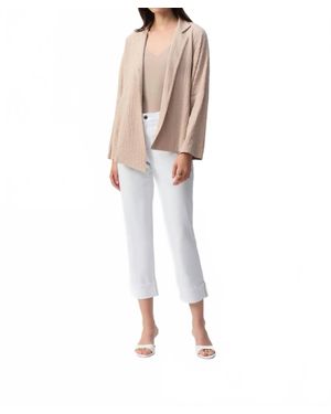 Joseph Ribkoff Notched Collared Textured Woven Asymmetrical Jacket - White