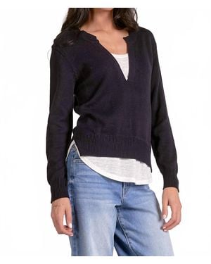 Elan Layered Two-For One Knit Top - Blue