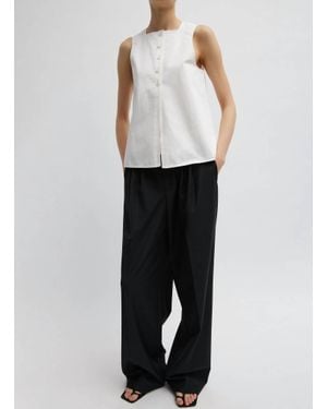 Tibi Recycled Tropical Wool Fold Over Pant - White