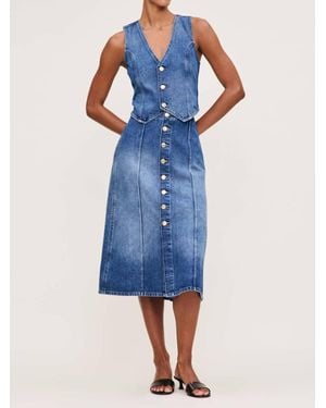 DL1961 Alma Button Front Denim Skirt - Blue