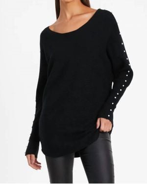 Keren Hart Pullover Sweater With Studded Sleeve - Black