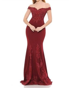 Lenovia Usa Beaded Embroidered Off-Shoulder Mesh Mermaid Formal Gown