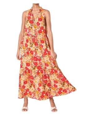 Sugarlips Didion Floral Split Neck Tiered Maxi Dress