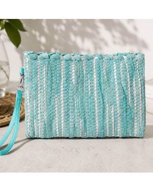 Fashnzfab Boho Textured Clutch Crossbody Bag - Blue