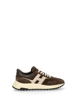 Hogan Imprinted Logo Suede Low-Top Sneakers - White