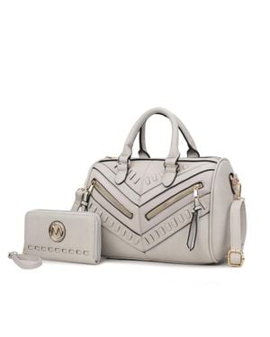 MKF Lara Vegan Leather Satchel With Wallet - Gray