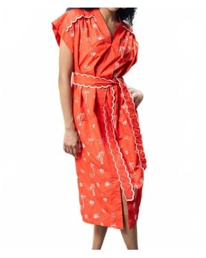 Emily Lovelock Adley Midi Dress - Red