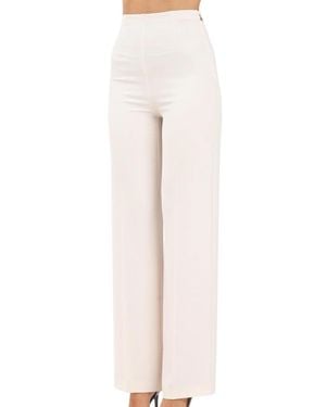 Patrizia Pepe Wide-Leg Cream Pants With High Waist And Sleek Finish - White