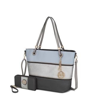 MKF Collection by Mia K Vallie Tote Bag And Wallet Set Vegan Leather Shoulder Bag Handbag By Mia K - Gray
