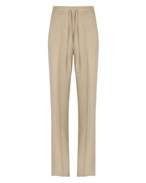 Antonelli Selena Drawstring Linen-Blend Pants - Natural