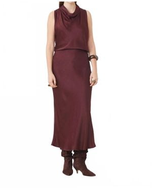 Suncoo Satin Midi Skirt - Red