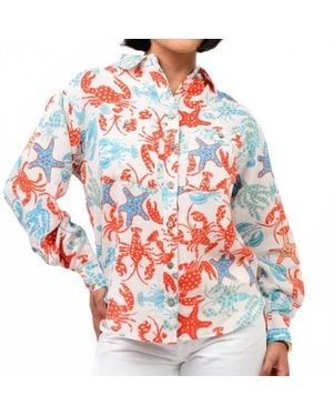 Ivy Jane Coastal Button Up Long Sleeve Shirt - Red