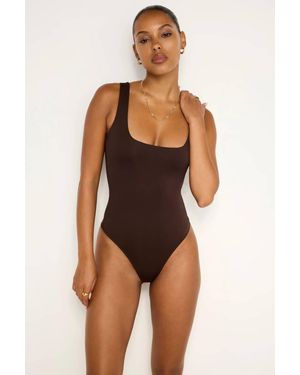 GOOD AMERICAN Scuba Modern Tank Bodysuit - Brown