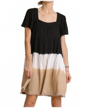 Umgee Dip Dye Color Block Dress - Black
