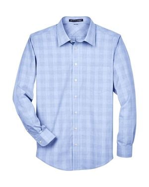 Devon & Jones Crown Collection Glen Plaid Woven Dress Shirt - Blue