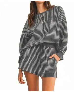 Anniewear Lindsey Long Sleeve Top And Shorts Set - Gray