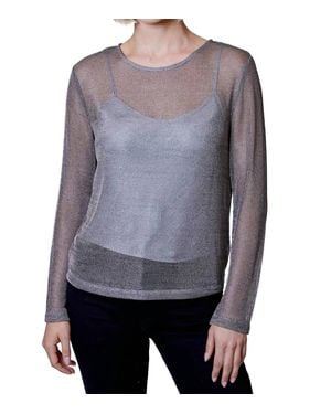 Design History Metallic Long Sleeve Mesh Top - Purple