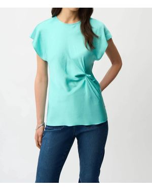 Joseph Ribkoff Twist Front Dolman Sleeve Satin Top - Blue