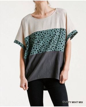 Umgee Dalmatian Color Block Top - Green
